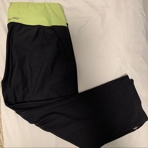 Under armour black leggings with neon green waist